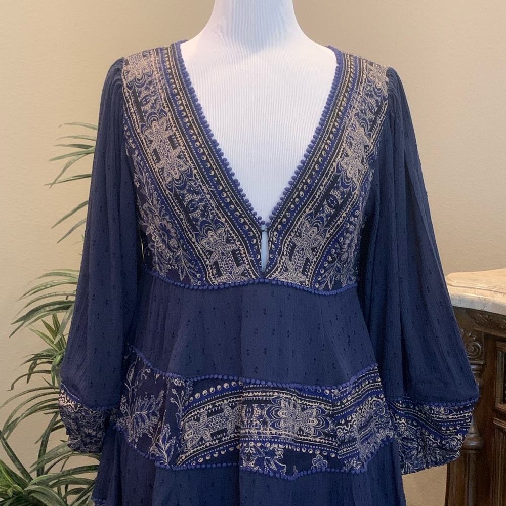 NWT $168 Free People My Love Mini Dress Blue L - Picture 9 of 16